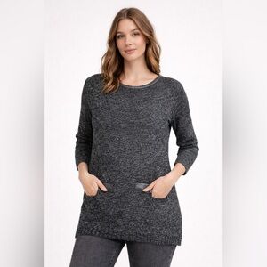 3/$30 - KATSUMI Dark Gray Knit Sweater with Faux Leather Accents